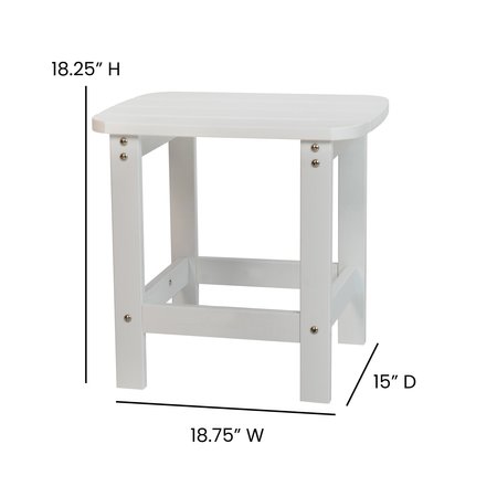 Flash Furniture White Adirondack Side Table and 2 Chair Set JJ-C14501-2-T14001-WH-GG